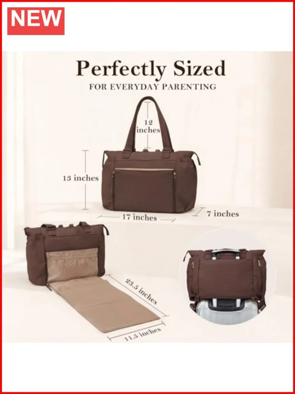 Convertible Diaper Bag Tote Backpack with Changing Pad, 16 Pockets, Nylon